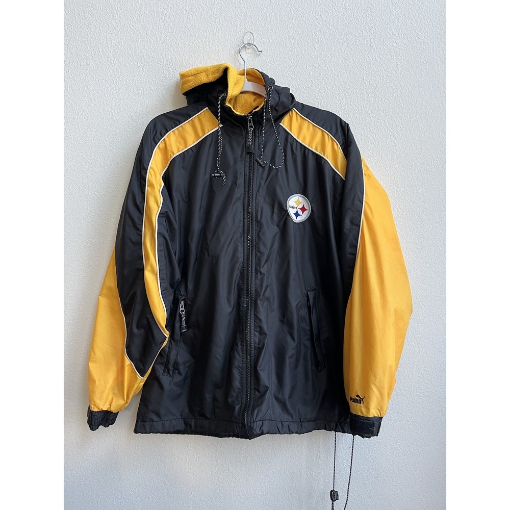 Pittsburgh Steelers Puma Zip‎ Up Hooded Patch Jacket M Large Logo